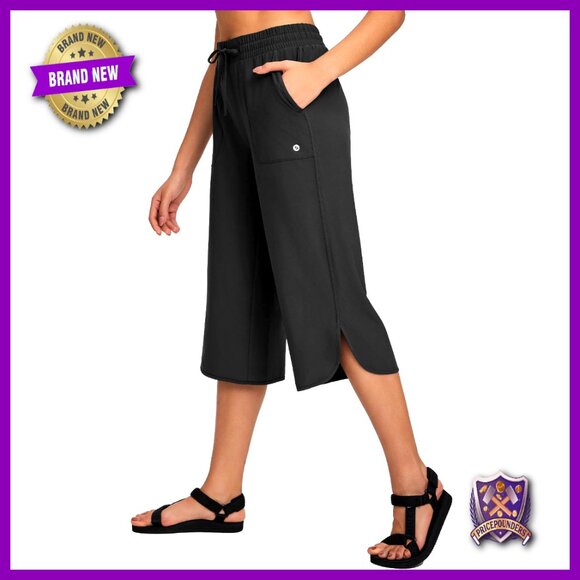 Wide Leg Capri Pants Lightweight Quick Dry UPF50+ Casual Loose Sweatpants Hiking